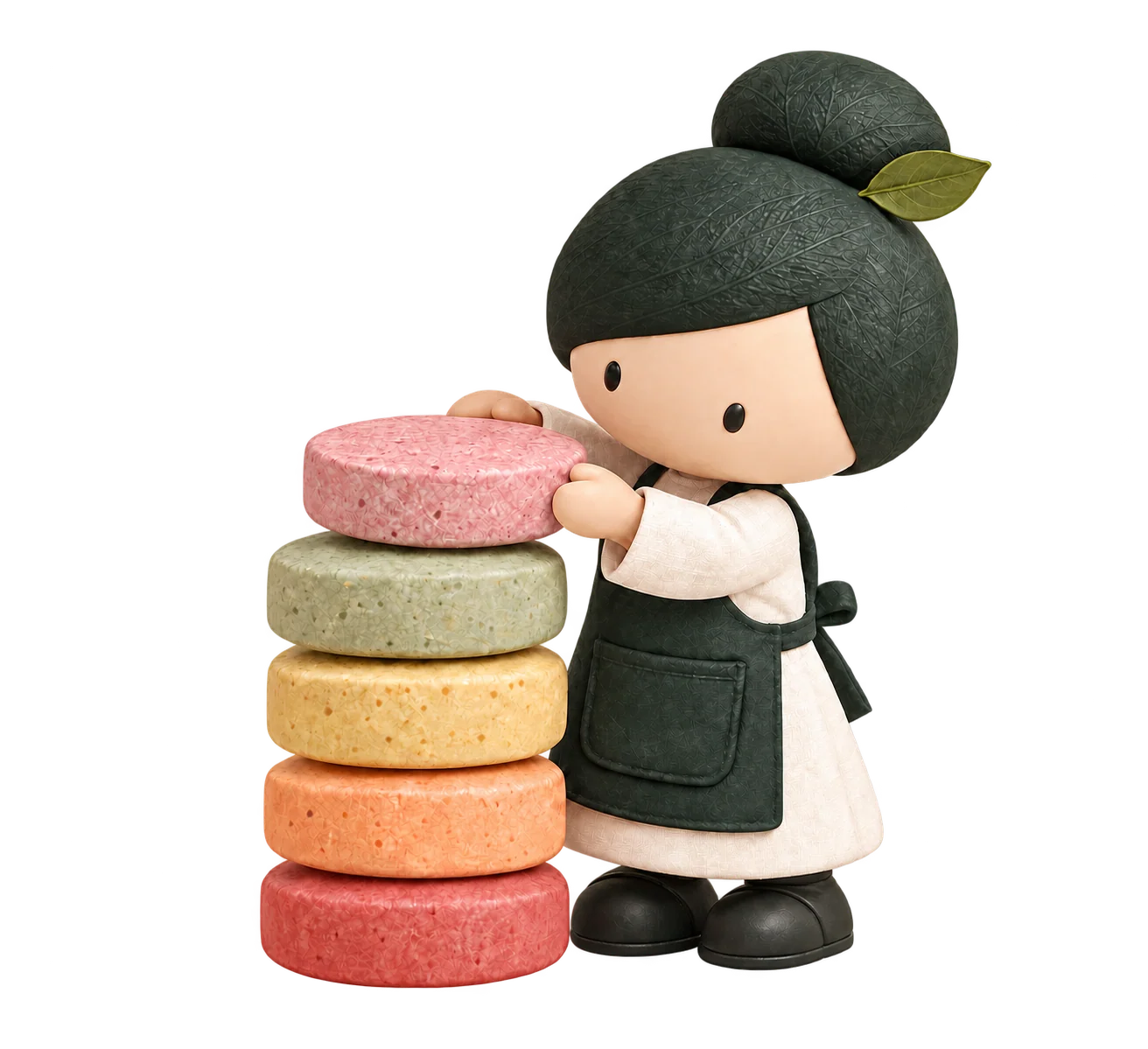 Cotiny stacking five colored tablets.